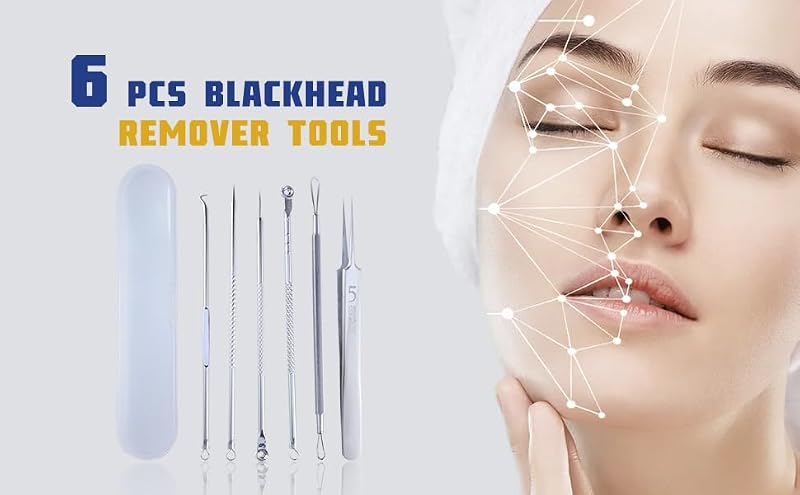 Blackhead Remover Tool Kit - 6-Piece Stainless Steel Blemish Extractor Set