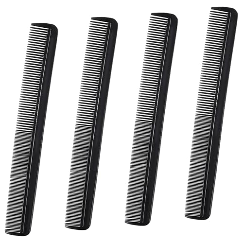 Zoolinn Portable Hair Comb Set 4-Pack - 7.67 Inch Fine Teeth Black
