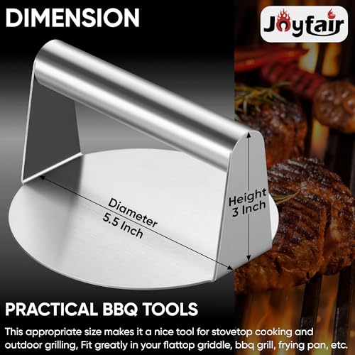 Joyfair 5.5 Inch Stainless Steel Smash Burger Press for Grilling
