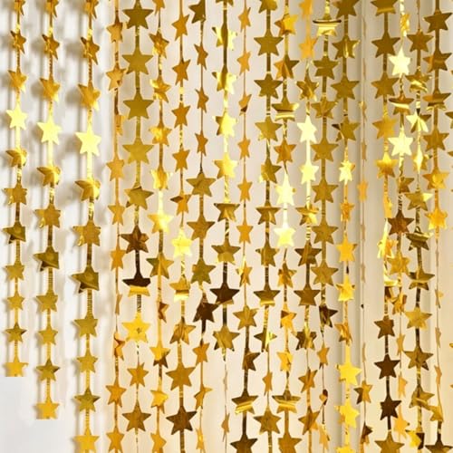Gold Star Party Backdrop Strips - 18 Extra Large 94-Inch Decor
