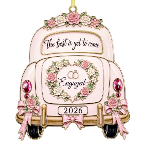 Engagement Ornament for Couples 2026 - Wedding Car Design with Crystals - Variation 02