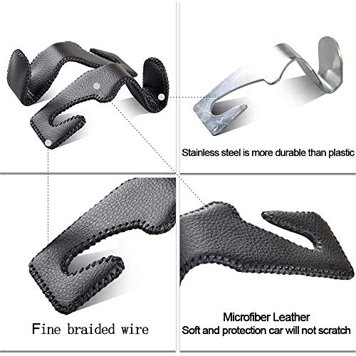 2 Pack Car Headrest Hooks - Durable Microfiber Leather & Alloy, 45lb Capacity