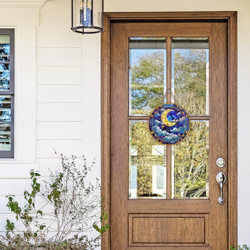 Bolisom Moon Suncatcher Stained Glass Door Sign - 12x12