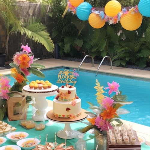 Gold Glitter It's My Flocking Birthday Cake Topper - Fun Party Decor
