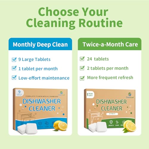OrientLeaf Dishwasher Cleaner Tablets, 24-Pack, Descaler & Deodorizer