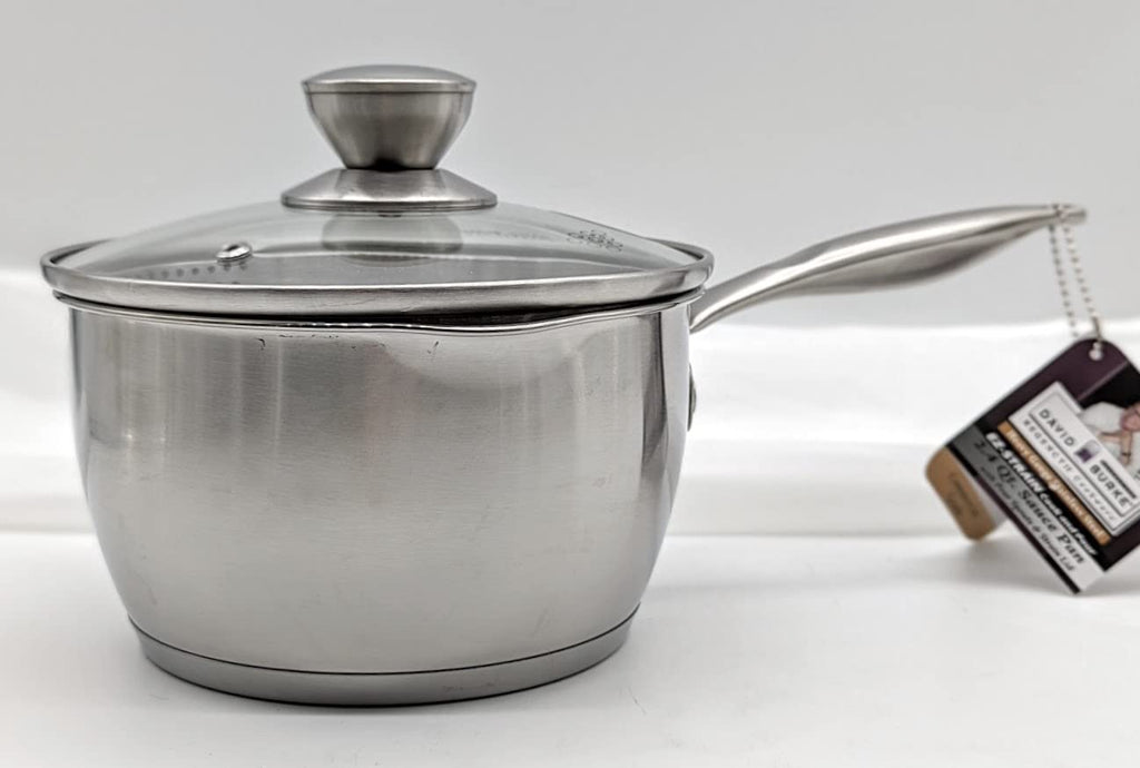 David Burke Regency Stainless Steel 2.4-Quart Sauce Pan with Strain Lid - Oven Safe