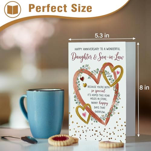 Elegant Anniversary Card for Daughter & Son-in-Law - Heartfelt Design