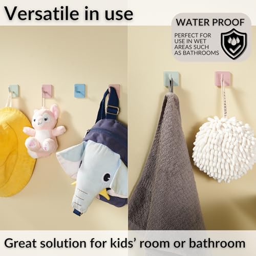 DEKAZIA Mint Green Adhesive Wall Hooks - Set of 4 for Kids Room