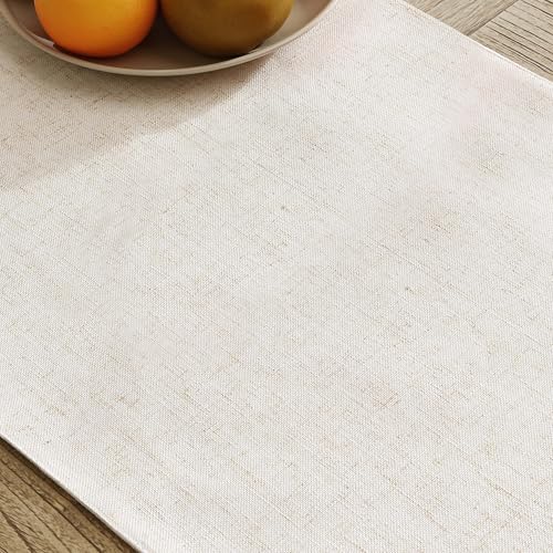 Laura Ashley Dothan Luxury Linen Blend Tablecloth for Formal Dining, Holiday, Wedding or Party, 16" x 90" Runner, Taupe