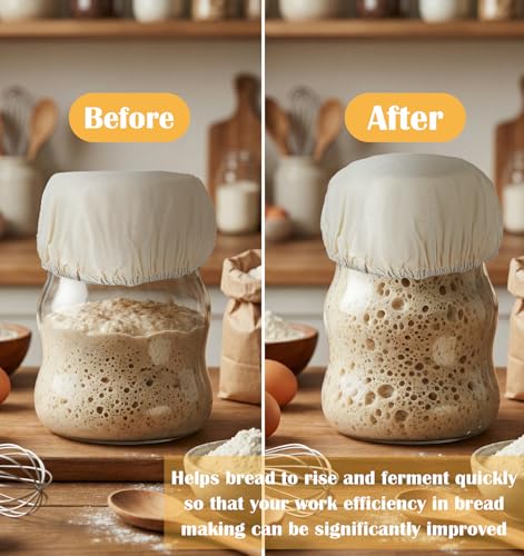4PCS Sourdough Starter Covers - Reusable Breathable Jar Covers