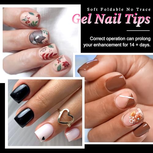Extra Short Square Nail Tips, 240PCS Acrylic Gel False Nails