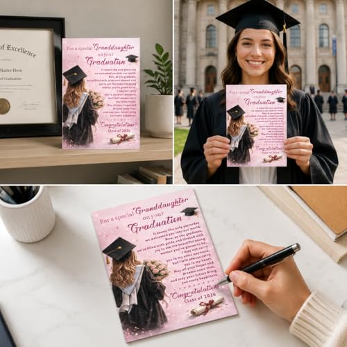 Class of 2026 Graduation Card for Granddaughter Keepsake Gift