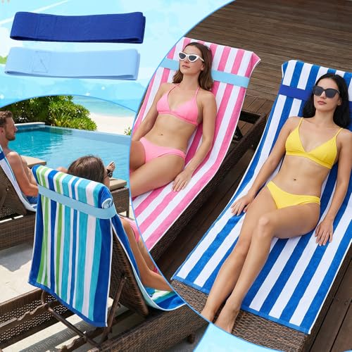 Elastic Beach Towel Bands - 6 Pack Windproof Clips for Loungers