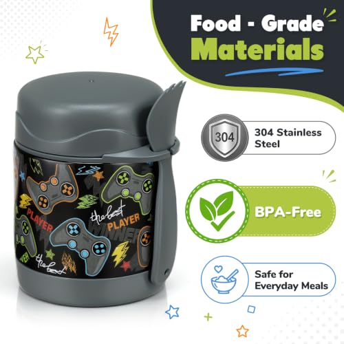 10oz Insulated Lunch Thermo Food Jar for Kids - Black Game Console
