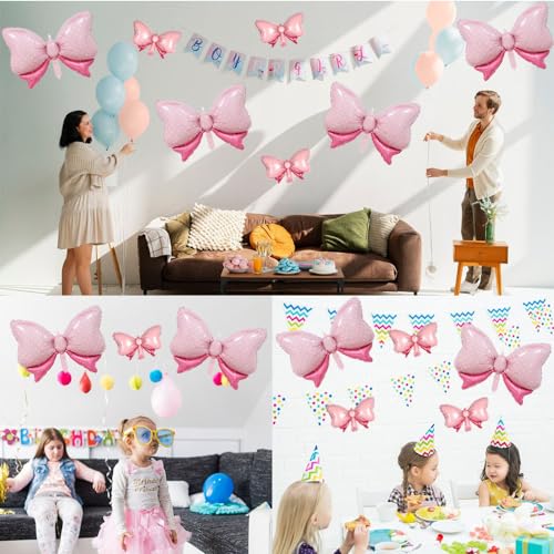 Pink Bow Balloons Set - 10pcs Gender Reveal & Party Decorations