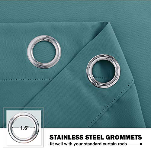NICETOWN Blackout Curtains - 42"W x 36"L Grommet Panels, Sea Teal (Set of 2)