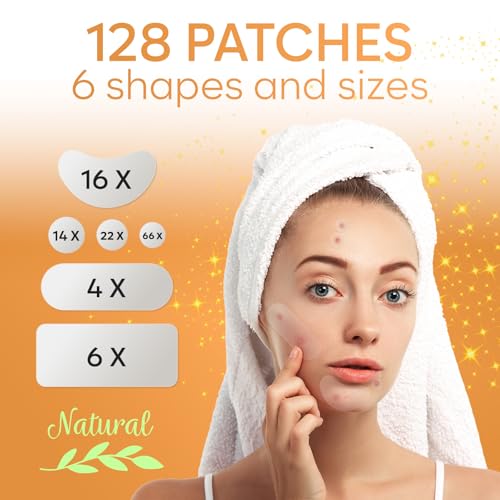 AURAE Large Hydrocolloid Pimple Patches - 128 Count Variety Zit Stickers