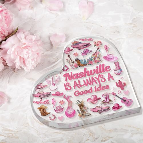 Nashville Plaque 4x4 Inch Heart Design - Home Decor Gift
