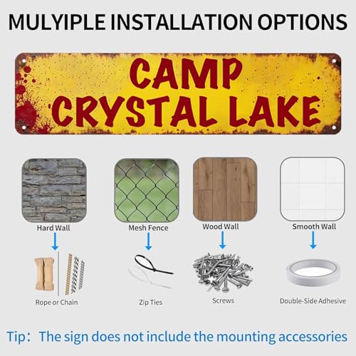 Camp Crystal Lake Street Sign - Vintage Metal Tin Sign (16x4 Inches)