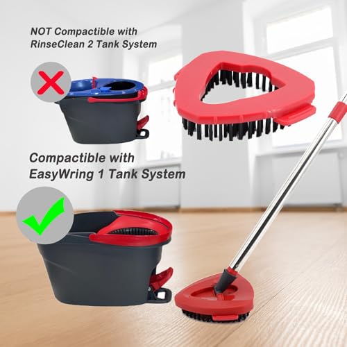Red Scrub Brush Heads - 2 Pack Compatible with Spin Mop