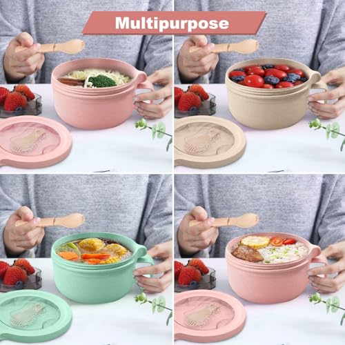Rarapop 28.7oz Microwave Soup Bowl with Lid - Green Wheat Straw Noodle Mug