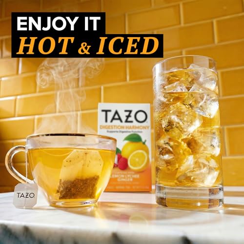 TAZO Digestion Harmony Herbal Tea Bags - Lemon Lychee Ginger, 16ct (6-Pack)