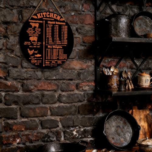 Kitchen Measurement Conversions Chart Wooden Wall Art - 8x8