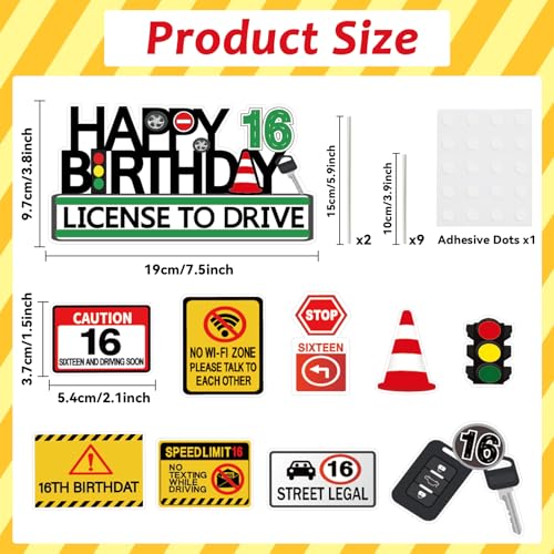 Drivers License Cake Toppers for 16th Birthday Party - 10 Count