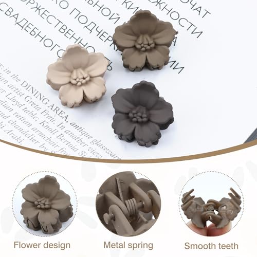 Dizila 70-Piece Mini Flower Hair Claw Clips Neutral Colors