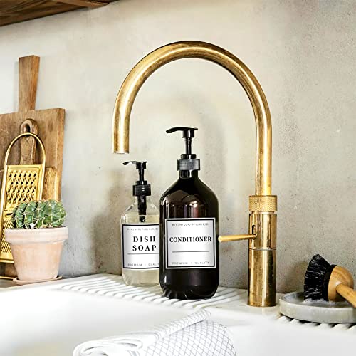 TESWEY 12PCS Waterproof Minimalist Soap Dispenser Labels for Bathroom