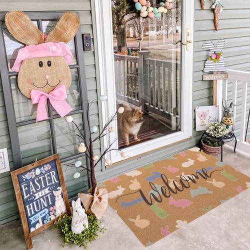 Easter Bunnies Welcome Doormat - Non-Slip Coir 17x29"
