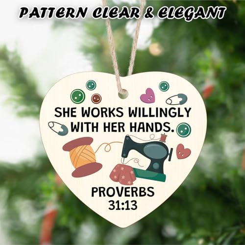 Wooden Sewing Christmas Ornament - Thoughtful Gift for Quilters and Seamstress