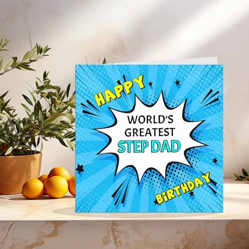 Step Dad Birthday Card - World's Greatest Pop Art Design