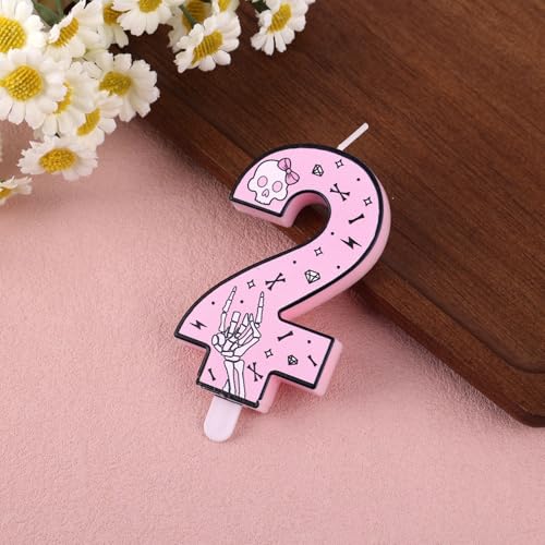 Goktvai Bad Two the Bone 2nd Birthday Candle Number 2 Cake Decor