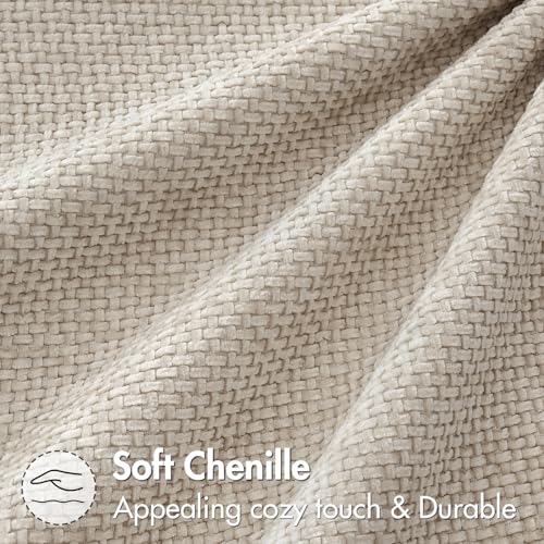 MIULEE Chenille Throw Pillow Covers 18x18 Inch - 2 Pack, Beige