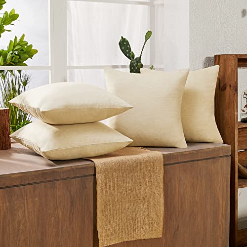 Deconovo Faux Linen Throw Pillow Covers, 20"x20" (Pack of 4) - Pale Banana