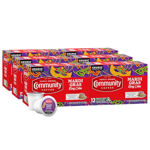 Community Coffee Mardi Gras King Cake Flavored Coffee Pods, 72 Count