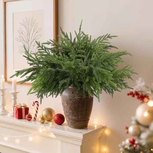 12Pcs 24 Inch Real Touch Norfolk Pine Branches Artificial Greenery for Christmas Decor