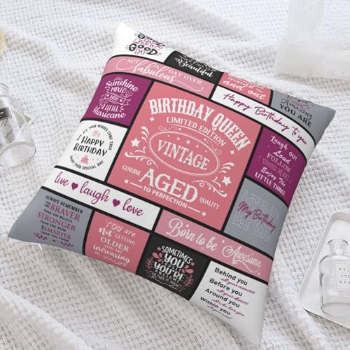 Pink Birthday Queen Pillowcase 18x18 for Women - Cozy Gift