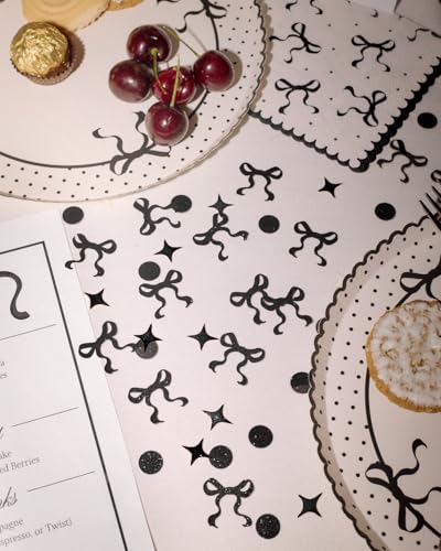 xo, Fetti Small Black Bow Glitter Confetti 200 pcs Bachelorette Birthday Decor
