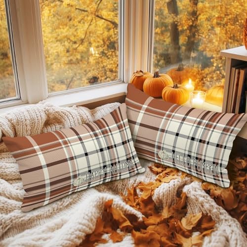 Benjia 12x20 Autumn Throw Pillow Covers Set of 2 - Watercolor Design
