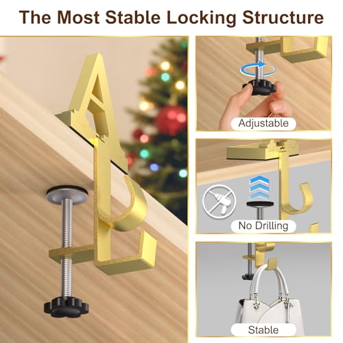 Personalized Christmas Stocking Holder with Double Hooks - Gold
