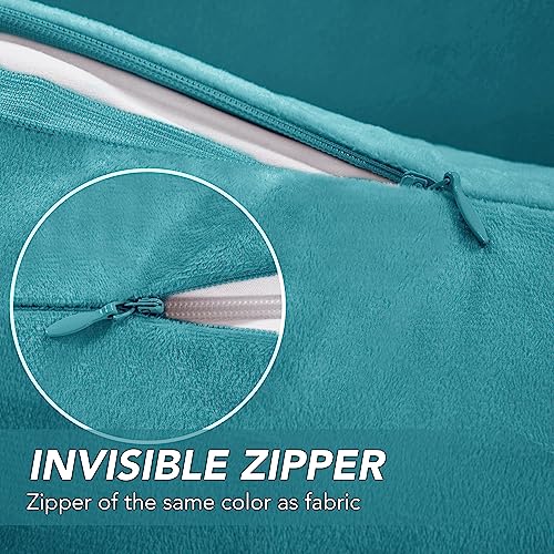 Deconovo Turquoise Velvet Throw Pillow Covers, 26x26 Inch | 2 Pack