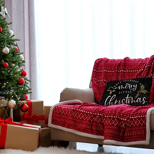 Christmas Throw Pillow Cover, 12x20 Inch Farmhouse Cushion Case