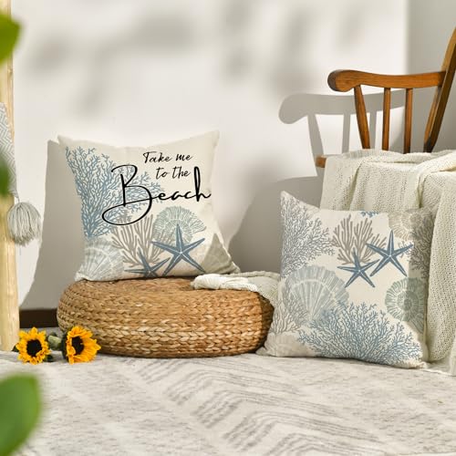 AVOIN Colorlife Summer Throw Pillow Covers - 18" Ocean Starfish (Set of 4)