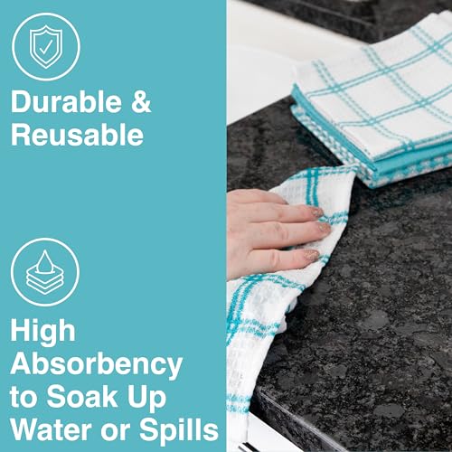 T-Fal Waffle Dish Cloths - 100% Cotton Kitchen Towels, 8-Pack (Breeze)