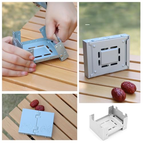 2 Pack Solid Fuel Stove Portable Compact Mini Foldable Solid Alcohol Spirit Wax Tablets Stand Burner for Camping Outdoor Backpacking Hiking Trekking Survival Picnic