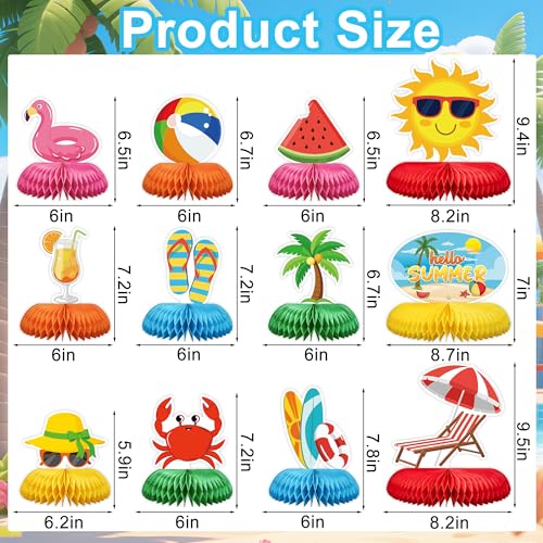 12 Pcs Beach Party Honeycomb Centerpieces for Summer Decor