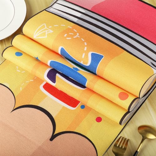 Back to School Pencil Table Runner - 13''x72'' Linen Decor