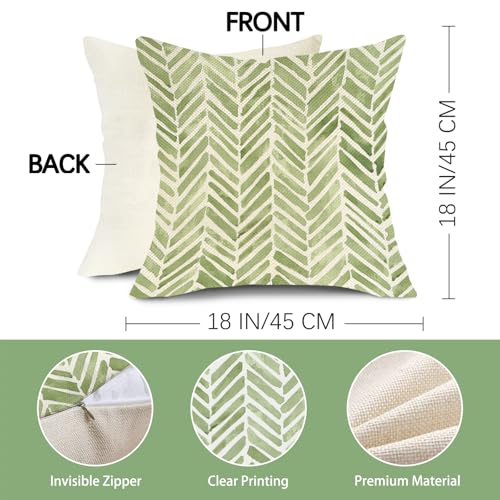 Fjfz Green Leaves 18x18 Inch Farmhouse Geometric Throw Pillow Covers Pack of 4
